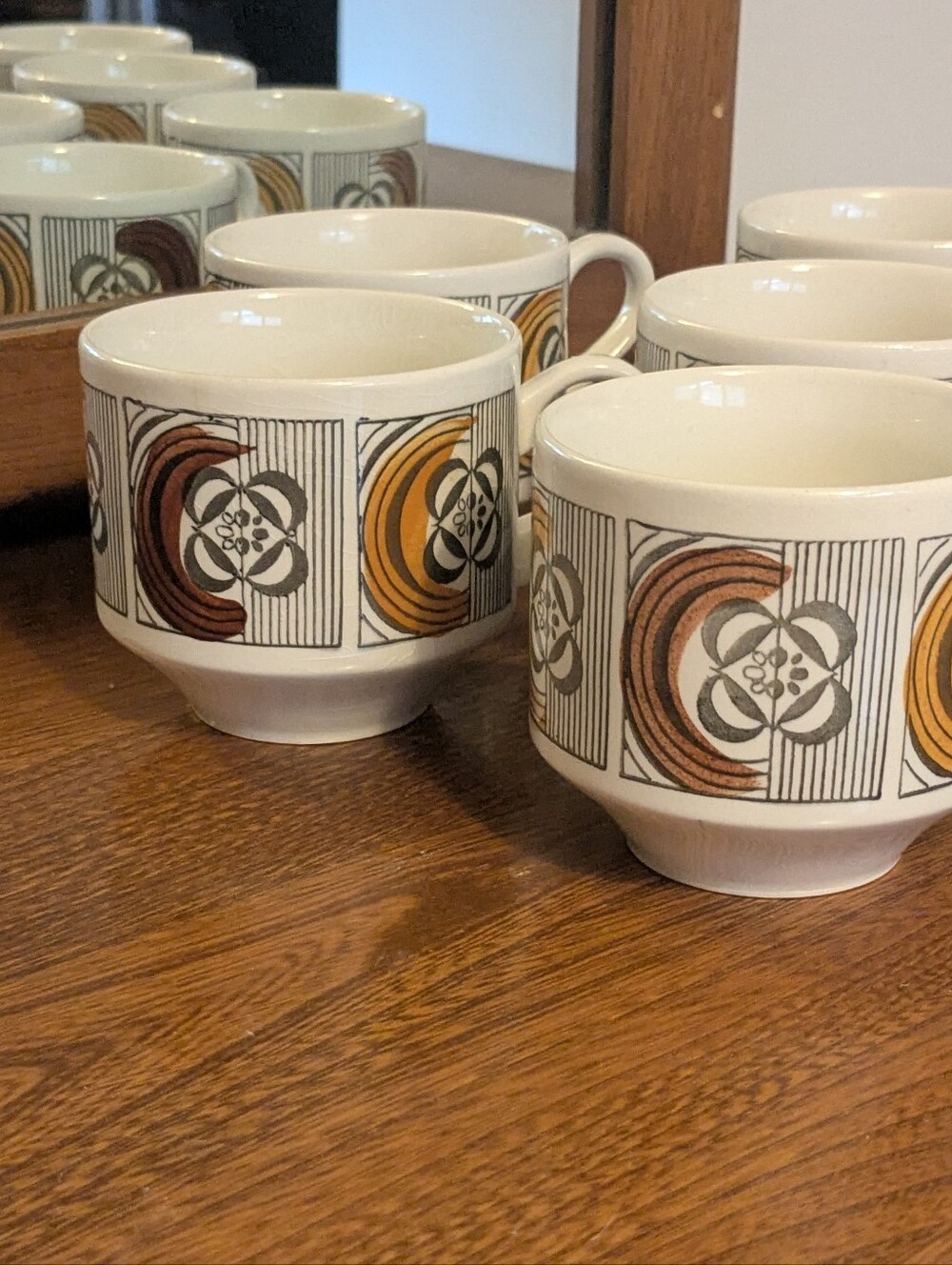 Eight 1970s Kathie Winkle "Kimberley" Hand Painted Mid-century Mugs
